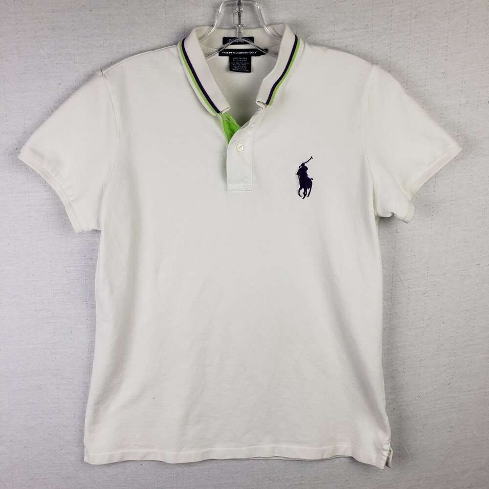 Ralph Lauren Golf Big Pony Polo Shirt Tailored Golf Fit White size L Women's